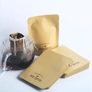 Saco de embalagem personalizável para café, sacola de embalagem com filtro de três saquinhas