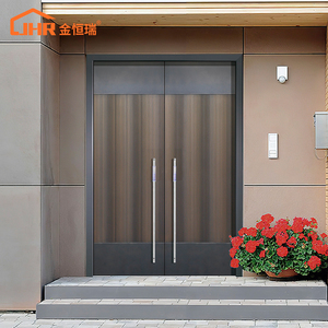 Porte d'entrée pivotante en aluminium avec panneau en verre <span class=keywords><strong>trempé</strong></span>, porte de sécurité moderne <span class=keywords><strong>pour</strong></span> villa, hôtel, cour - Product Image 3