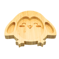 Ensemble de vaisselle pour bébé Goodlife Penguin : bol et cuillère avec anneau d'aspiration, silicone de qualité alimentaire, assiette moderne en bambou
