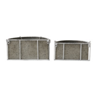 Lot de 2 jardinières murales galvanisées faites à la main panier de jardinière suspendu en métal porte-plante en fer rustique Pots de fleurs avec chaîne