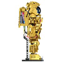 Kit de construction mécanique moderne en blocs lumineux dorés à faire soi-même, vente en gros d'usine, avec base lumineuse LED clignotante, modèle de jouet en ABS