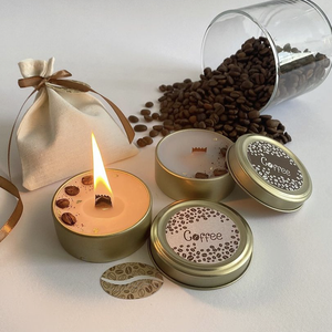 Diseño novedoso, venta al por mayor, <span class=keywords><strong>etiqueta</strong></span> privada personalizada, aroma de café, vela de estaño <span class=keywords><strong>negra</strong></span> Natural de 4oz, velas perfumadas de cera de soja - Product Image 2