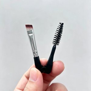 Pinceau à sourcils YRX, design double tête, pinceaux séparés pour sourcils et cils, mini pinceau plat angulaire pour sourcils et eye-liner, noir - Product Image 6