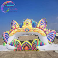 Décoration de scène gonflable pour événements, lumières LED, ailes de papillon gonflables, mur de fond, scène gonflable en forme de papillon