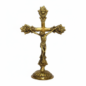 Antique Design Or Couleur Laiton Église Autel Croix Crucifix Église Fournitures - Product Image 1