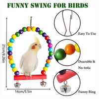 Ensemble de 7 jouets pour perroquets en bois avec logo personnalisé, accessoires pour oiseaux, balançoire, pont suspendu, cage à balles, clochettes, fournitures pour animaux de compagnie