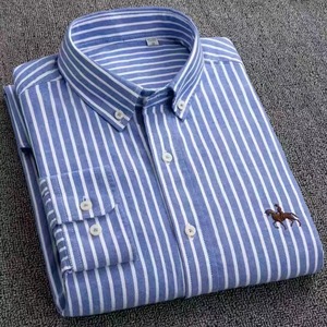 <span class=keywords><strong>Camicia</strong></span> da <span class=keywords><strong>Uomo</strong></span> Business Casual a Maniche Lunghe 100% Cotone Oxford Traspirante a <span class=keywords><strong>Righe</strong></span> Ricamata - Product Image 5