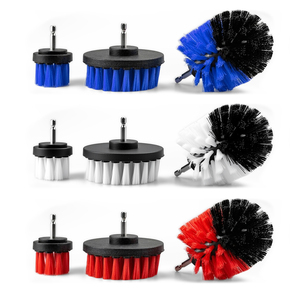 DB009 Brosse de nettoyage pour perceuse à tige hexagonale en nylon souple de qualité supérieure, à poils droits, non-abrasive, robuste, pour l'intérieur des voitures - Product Image 2
