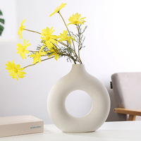 Vase rond en céramique blanc et noir moderne, style nordique, pour décoration de mariage, vase de table
