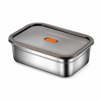 Boîte de conservation sous vide en acier inoxydable 304 avec couvercle en plastique compatible micro-ondes |   Boîte à lunch hermétique pour la préparation des repas (3-6L) pour le réfrigérateur
