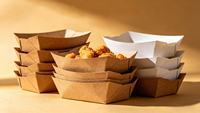 Barquette alimentaire compostable et résistante à la graisse, biodégradable, pour frites, poulet, vente en gros pour restaurants et plats à emporter