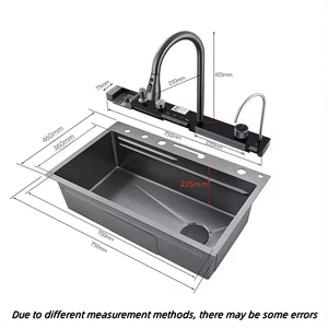 Lavello da <span class=keywords><strong>Cucina</strong></span> Multifunzionale con Display Digitale LED, Resistente ai Graffi, Effetto Cascata, con Lavabicchieri e Dispenser di Sapone - Product Image 4