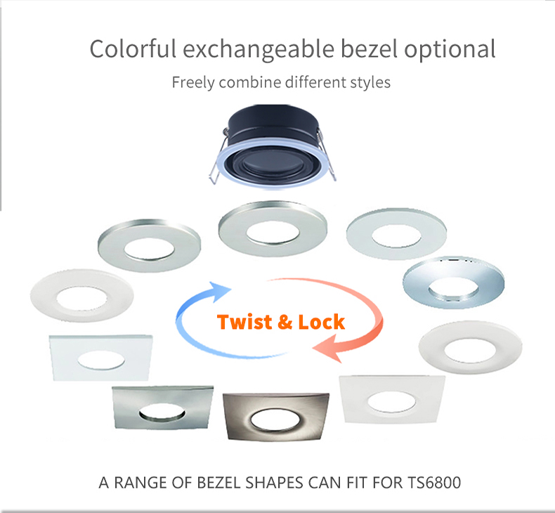 IP65 Black White Bathroom Ceiling Spotlights AC 220 - 240V Cri90 RoHS Approved