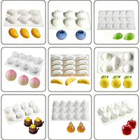 Moule en silicone 6/15 cavités pour gâteau mousse citron, mangue, banane et noix de coco, divers moules à gâteau aux fruits, outils de cuisson, pinceau pour biscuits