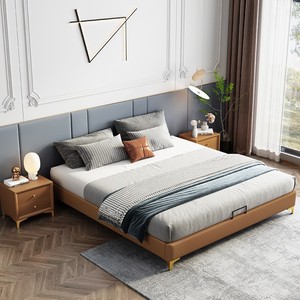 Upholstered <b>Bed</b> 1.8M Double Size Faux Leather Low Box <b>Frame</b> Bedroom Furniture - Product Image 1