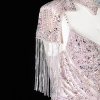 Robe de soirée sirène de luxe Lsz184 avec franges, col haut, perles de cristal, robes de cérémonie pour femmes pour mariage, Jancember