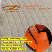 Nouveau design de couture en relief, cuir PU matelassé avec mousse amovible de 6 mm |   Tapis de voiture 5D personnalisé imperméable, housse de siège en tissu