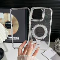 Coque de téléphone magnétique pour iPhone 7/8/16, fabriquée par BAILI Factory, avec clous en forme de flèche, acrylique, 3 en 1, transparente, paillettes colorées, support de fixation