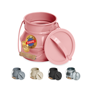 Seau de rangement en tôle d'acier vintage Boîte métallique décorative avec couvercle et poignée de transport 500 ml - Product Image 1