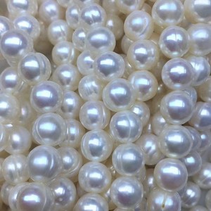 Collier de perles d'eau douce semi-finies de 8-9 mm, presque rondes, avec défauts de fil, bijoux en perles naturelles blanches en vrac - Product Image 3