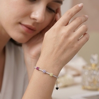 Feiner Minimalistischer Schmuck Mehrfarbiges Blumen-Zirkon-Tennisarmband Verstellbares 925 Sterling Silber Damenarmband Geschenk