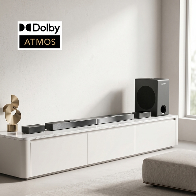 ULTIMEA Immersive 360 Spatial Audio 5.1.2 Channel 8" Wireless Subwoofer BT 4K HDR True Dolby Atmos Home Theater System