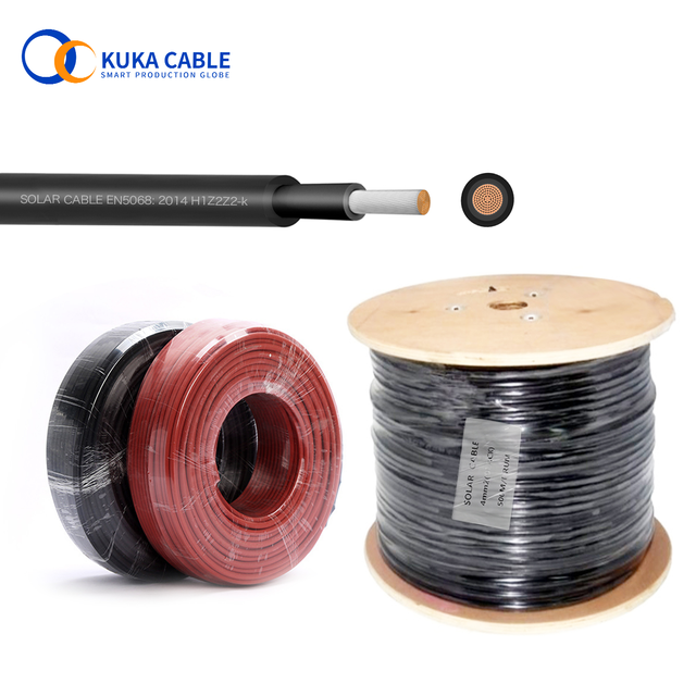 4mm2 6mm2 DC Solar Cable H1Z2Z2-K UV Resistant Tinned Cu/XLPO/XLPO Cross-linked Double Insulated EN50618 Flame Retardant