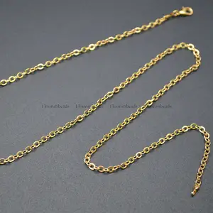 3x4mm daire Oval uzun kolye zincirler 18k altın kaplama takı bulguları