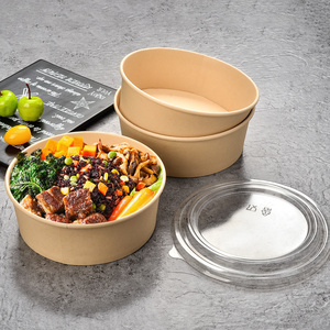 Bol en papier biodégradable jetable pour emporter bol à salade, récipients à salade kraft avec couvercle en papier/PLA en option - Product Image 5