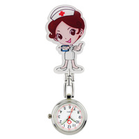 Montre infirmière à motif dessin animé en acrylique rigide, montre de poche mignonne à motif animal de dessin animé, mouvement à quartz, vente en gros