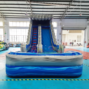 Tobogán acuático inflable de color mármol para niños con piscina para fiestas de verano en el patio trasero - Product Image 2