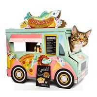 Maison pour chat en carton en forme de food truck avec fenêtre de service, design street food, pour chats d'intérieur, vente en gros, direct usine