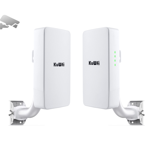 2.4G 300M KuWFi Long-distance 1km Ponte Wireless Point to Point Transmission 24V POE Power Supply Camera Wi-fi Bridges