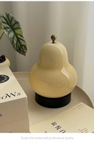 Lampe de chevet en forme de poire haut de gamme, lampe de chevet atmosphérique, verre, rechargeable, tactile, lampe de chevet portable