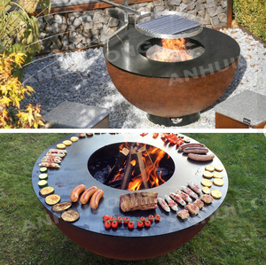 100cm CORTEN Corten acier brasero extérieur bois charbon <span class=keywords><strong>circulaire</strong></span> rouillé <span class=keywords><strong>barbecue</strong></span> gril foyer - Product Image 1