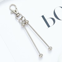 Porte-clés créatif DIY en métal perlé - Mousqueton double en fer - Pendentif décoratif pour sac - Vente en gros