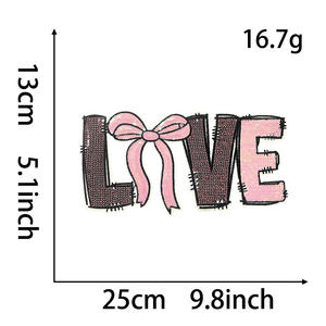 Patch in ciniglia termoadesiva con ricamo a cuore dorato, scritta 'Be Mine', 'Love', 'XOXO', 'Story', per San Valentino, per T-shirt e Felpe - Product Image 5