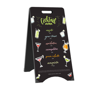 Black <span class=keywords><strong>Metal</strong></span> A Frame Pizarra Sign Sidewalk Sandwich Board Outdoor - Product Image 1