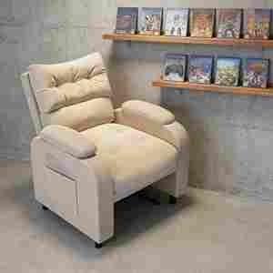 Fauteuil simple en tissu blanc lait, fauteuil <span class=keywords><strong>de</strong></span> bureau avec poches latérales et table d'appoint, fauteuil décontracté pour salon et chambre à coucher - Product Image 5