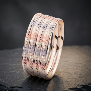 Wholesale 3 Tone Plated Forming <b>Bangles</b>, Trendy Multi Tone Modern <b>Bangles</b>, Fashion <b>Bangles</b>, Tri Color Plated Brass <b>Bangles</b> Set. - Product Image 1