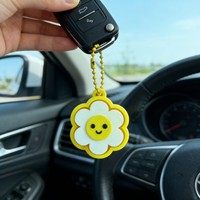 Gantungan Kunci Plastik Ringan Gaya Korea Warna-warni Motif Kartun dengan Bunga Lucu untuk Desain Wajah
