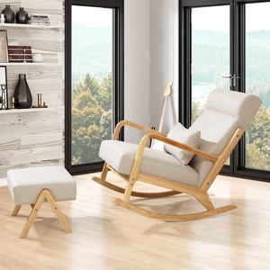 Fauteuil à bascule <span class=keywords><strong>inclinable</strong></span> moderne en tissu technique avec pieds en bois massif et capitonnage, idéal pour appartement, hôtel, salon – Plusieurs coloris disponibles - Product Image 3