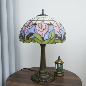Lampe de table en verre teinté <span class=keywords><strong>Calla</strong></span> Lily de 12 pouces, lampe de lecture de chevet pour chambre à coucher, bureau, style Tiffany, lampes de bureau rétro - Product Image 4
