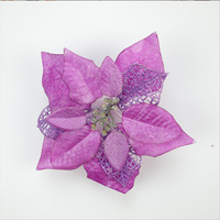 Vente en gros de fleurs de noël en poudre, fleurs artificielles creuses, décoration de noël, fleurs d'arbre de noël