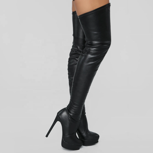 Plateforme de vente en gros : Bottes hautes pour femmes, ajustées, avec fermeture éclair latérale, tige en PU, talon fin, longues, pour femmes, grande taille 43 - Product Image 6