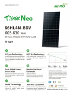 Panel Surya Jinko Solar Jkm620n-66hl4m-bdvp 620w - 66 Sel Half-cut Dual-glass Bifacial Efisiensi 23,32% Paduan Aluminium Anodized