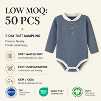 Vente en gros 2026 – Vêtements personnalisés pour nouveau-nés, pyjamas en coton pour bébés, barboteuses à manches longues avec logo personnalisé