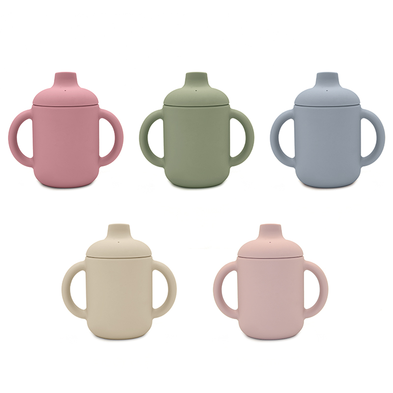 Wosilicone, пищевой силикон, детские чашки с ручками, крышки, соломинки, антибактериальный, безопасный для мытья в посудомоечной машине продукт для кормления детей