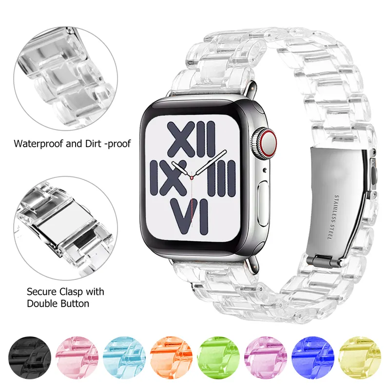 Pulsera de plástico transparente en 10 colores, correa ajustable para Apple Watch Band 8 Ultra 49mm 40/41/44/45mm iwatch Series 7 se