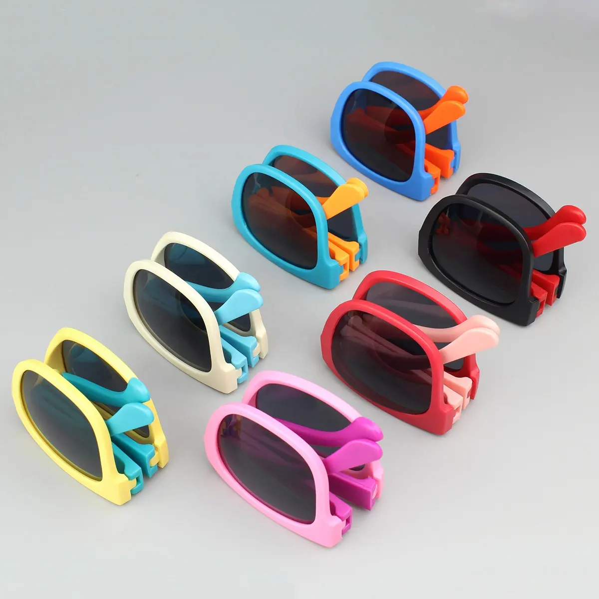 Großhandel individuell niedlich weich flexibel Sommer Strand faltbare Sonnenbrille UV-Schutz tragbare faltbare Jungs Mädchen Baby Kinder Sonnenbrille